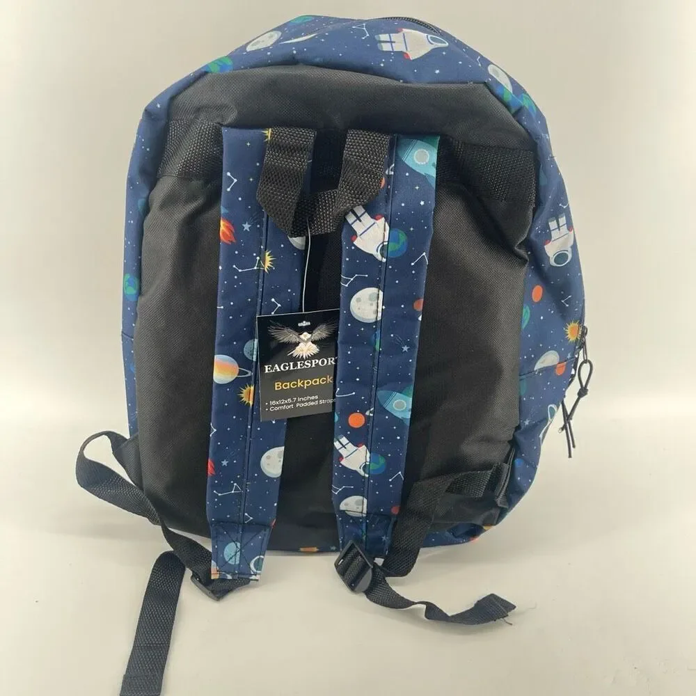 Eaglesport Space Backpack 16” NWT + School Supplies Bundle – Navy Blue